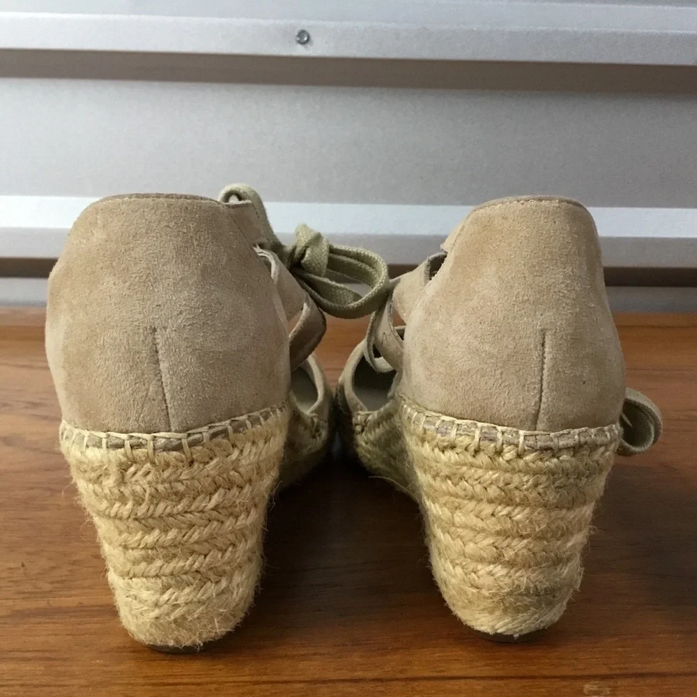 Abeo Women Dee Tan Suede Lace Up Fisherman Bio System Espadrilles Sandal Size 7